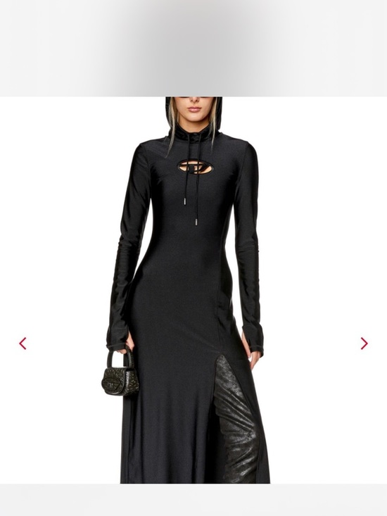 Diesel Dresses & Skirts - Diesel Black Long-Sleeve Maxi Dress with Keyhole and Textured Side Panel